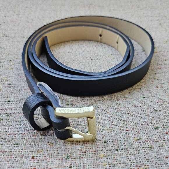 Steve Madden Women Belt Blacj Faux Leather Vegan Skinny Waistband Size XL - Picture 3 of 8